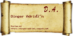 Dinger Adrián névjegykártya